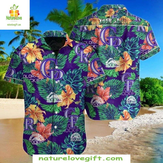 MLB Rockies Blue Polynesian Aloha Shirt Stylish Baseball Hawaiian Shirt