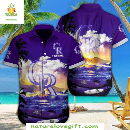 Colorado Rockies Hawaiian Shirt Custom Sunset Serenade Aloha Shirt