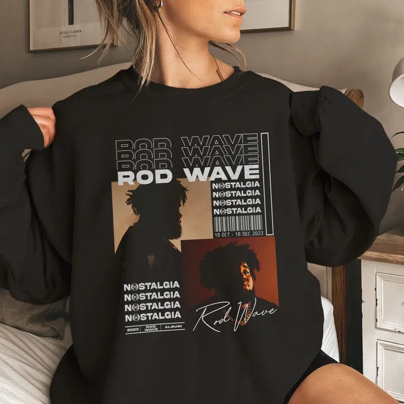 Rod Wave Shirt Nostalgia Album Sweatshirt Nostalgia Tour 2023 Hoodie Rod Wave Tour 2023 T-shirt Rap Concert Shirt Gift For Fans