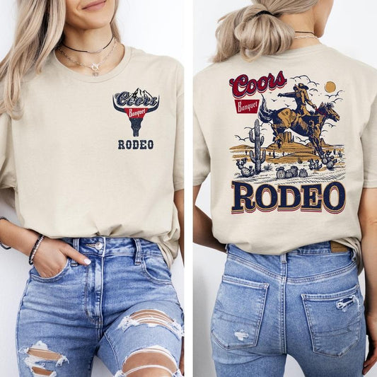 Rodeo Cowboy Graphic T-Shirt, Vintage Western Wear, Coors Banquet Beer Inspired Tee