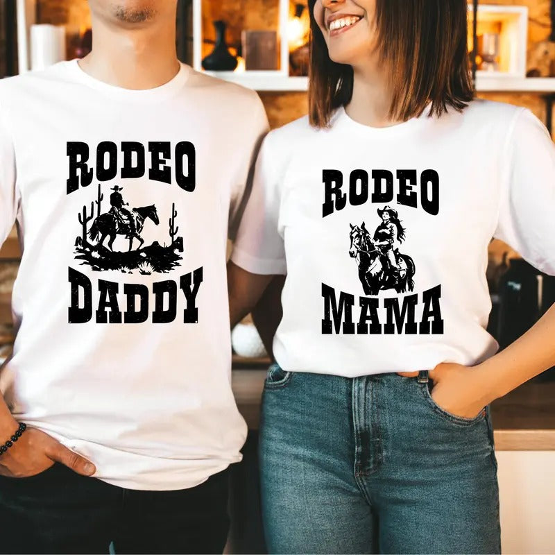Rodeo Mama Shirt, Rodeo Daddy T-shirt, Matching Family Tee, Western Parents Short Sleeve, Western Mama Shirt, Family...