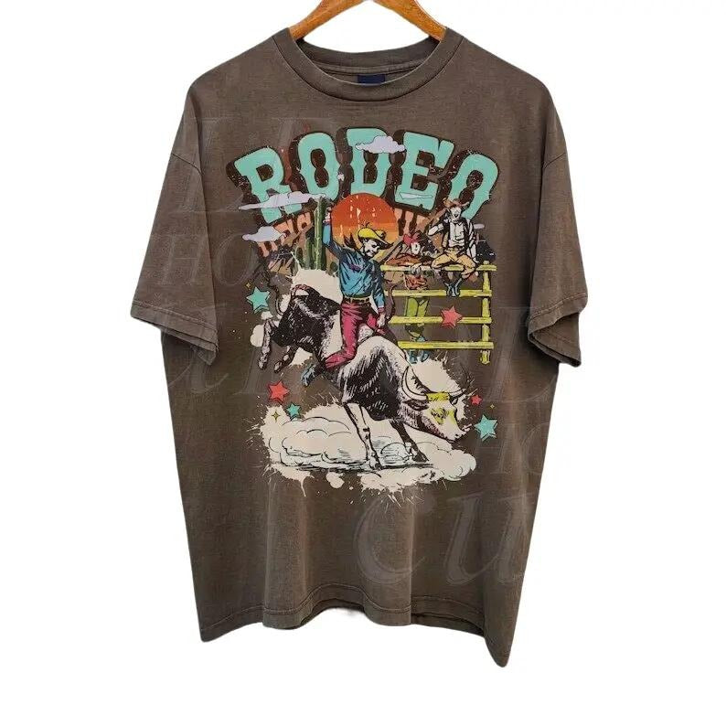 Rodeo Western Cowboy T-Shirt Vintage 90s Graphic Western Shirt Retro Rodeo Menswear Top
