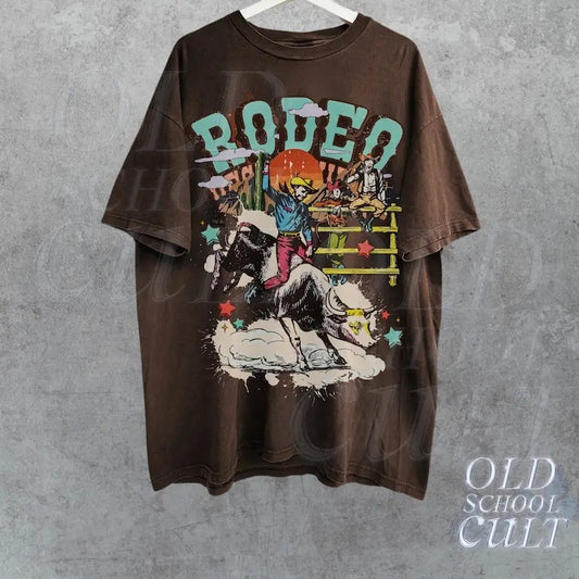 Rodeo Western Cowboy T-Shirt, Vintage 90s Graphic Western Shirt, Retro Rodeo Tee, Oversize Distressed Cowboy Shirt, Wild West Gift,Cool Gift