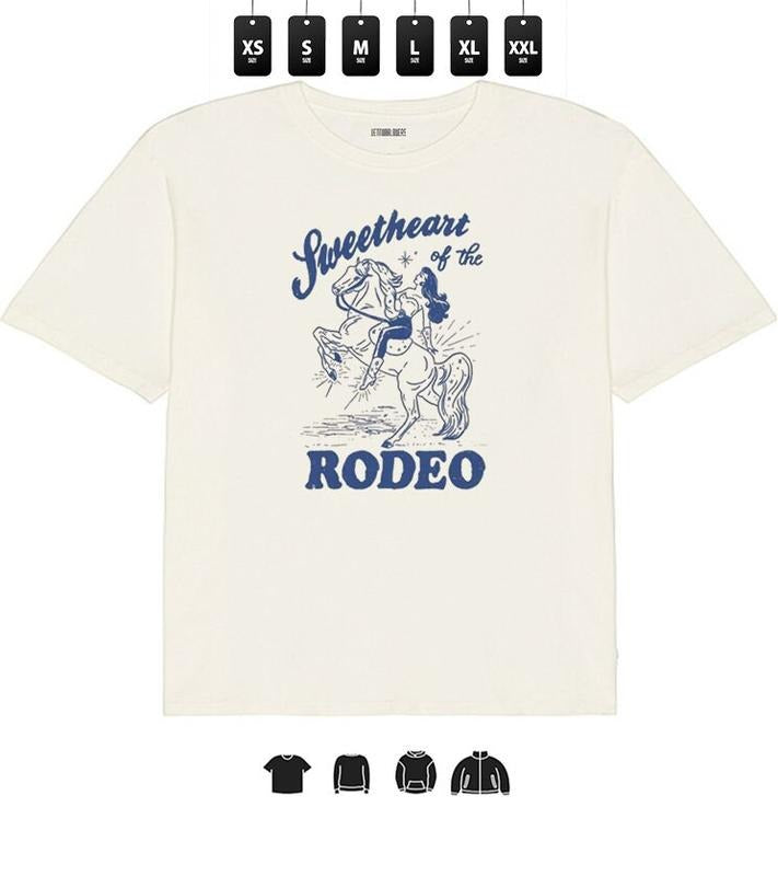 Rodeo, Sweetheart Of Rodeo  - Unisex Heavy Taped neck T-Shirt, Gifts Hoodie, Sweatshirt | InkThreadWorks.com