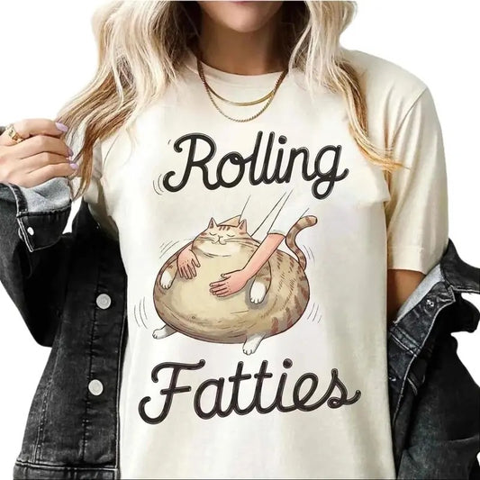 Rolling Fatties Cat TShirt, Funny Cat Graphic Shirt, Cat Lovers Gift, Unhinged Tshirt, Weed Lover, Gift For Women and Man Unisex Tee, Top Womenswear