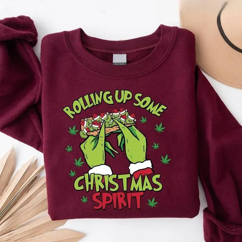 Rolling Up Some Christmas Spirit Christmas Season Sweatshirt, Christmas Shirt, Unisex Classic Cotton T-shirt Sweatshirt Hoodie, For Men, For Women