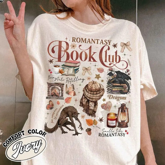 Romantasy Reader Book Club, Romantasy Book Club Shirt, Fall Book Shirt, Fall Love With Reading, Fall Book Club Shirt,...