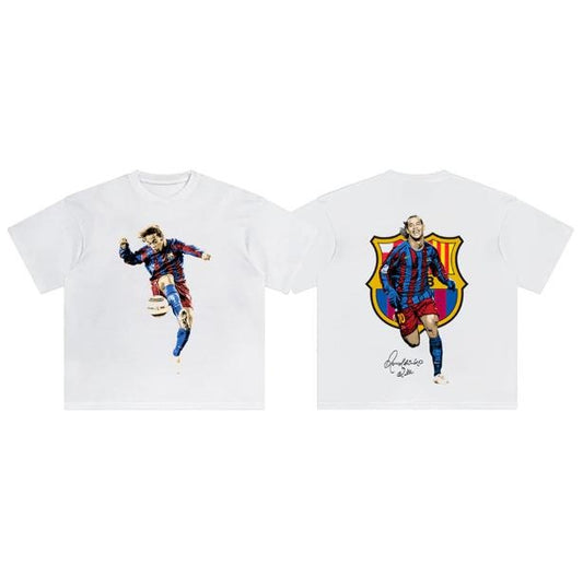 Ronaldinho Barce T-Shirt, Ronaldinho 2-Sided Vintage Graphic Tees, Unisex Soccer Shirt, Sport Merch, Gift For Fan, Cotton comfort Menswear Womenswear Streetwear