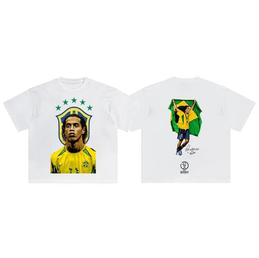 Ronaldinho Brazil T-Shirt, Ronaldinho 2-Sided Vintage Graphic Tees, Unisex Soccer Shirt, Sport Merch, Gift For Fan, Cotton comfort Menswear Womenswear Streetwear