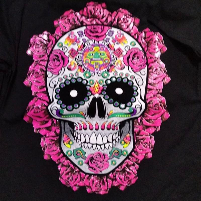 Roses skull t-shirt Cotton Casual Hoodie, Sweatshirt | InkThreadWorks.com