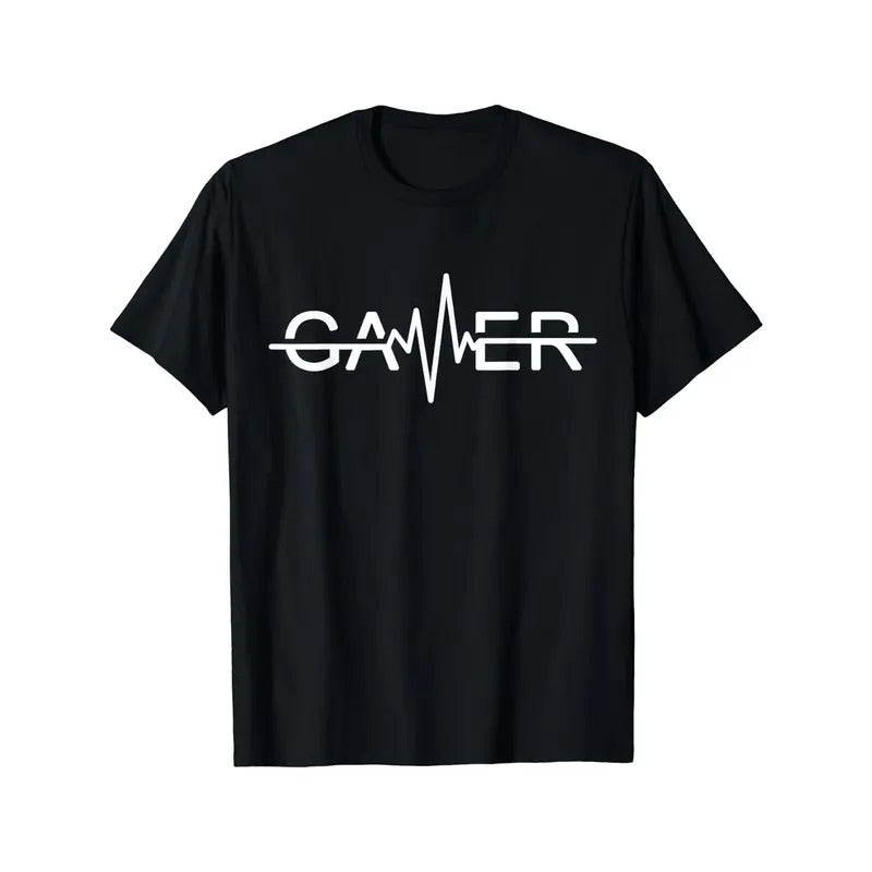 Round neck gamer print men's fashionable summer short-sleeved sports T-shirt, comfortable and versatile Hoodie, Sweatshirt