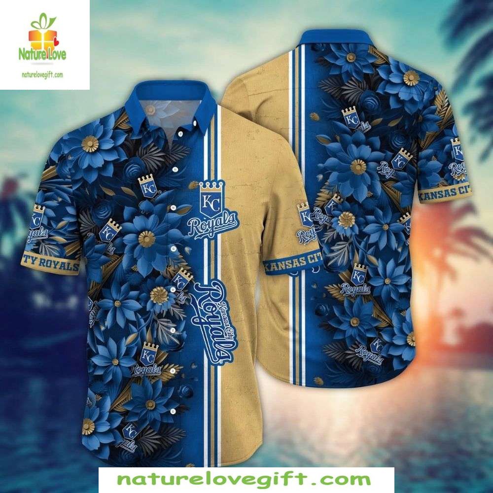 Kansas City Royals Hawaiian Shirt Royal Blue Floral MLB Baseball Apparel