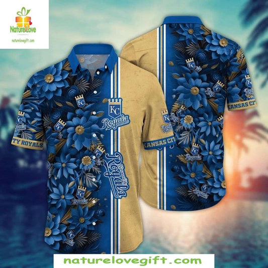 Kansas City Royals Hawaiian Shirt Royal Blue Floral MLB Baseball Apparel