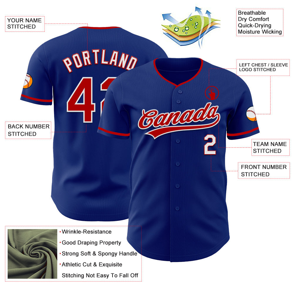 Custom Royal Red-White Authentic Baseball Jersey