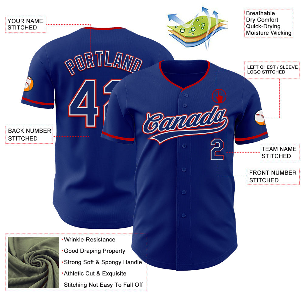 Custom Royal White-Red Authentic Baseball Jersey