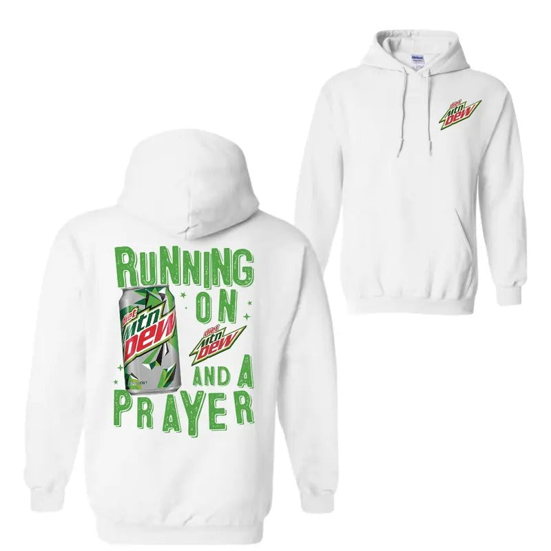 Running On Mountain Dew And A Prayer Hoodie Sweatshirt T-Shirt, For Men And Women, Trendy Shirt | InkThreadWorks.com