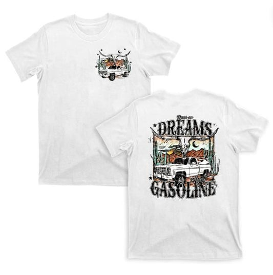 Runs on Dreams and Gasoline Country Cowboy T-Shirts, Graphic Tee Shirt, Unisex T-Shirt, Gift For Fan, Him, Her, Crewneck Short Sleeve Shirt, Shirt Trending Top Menswear