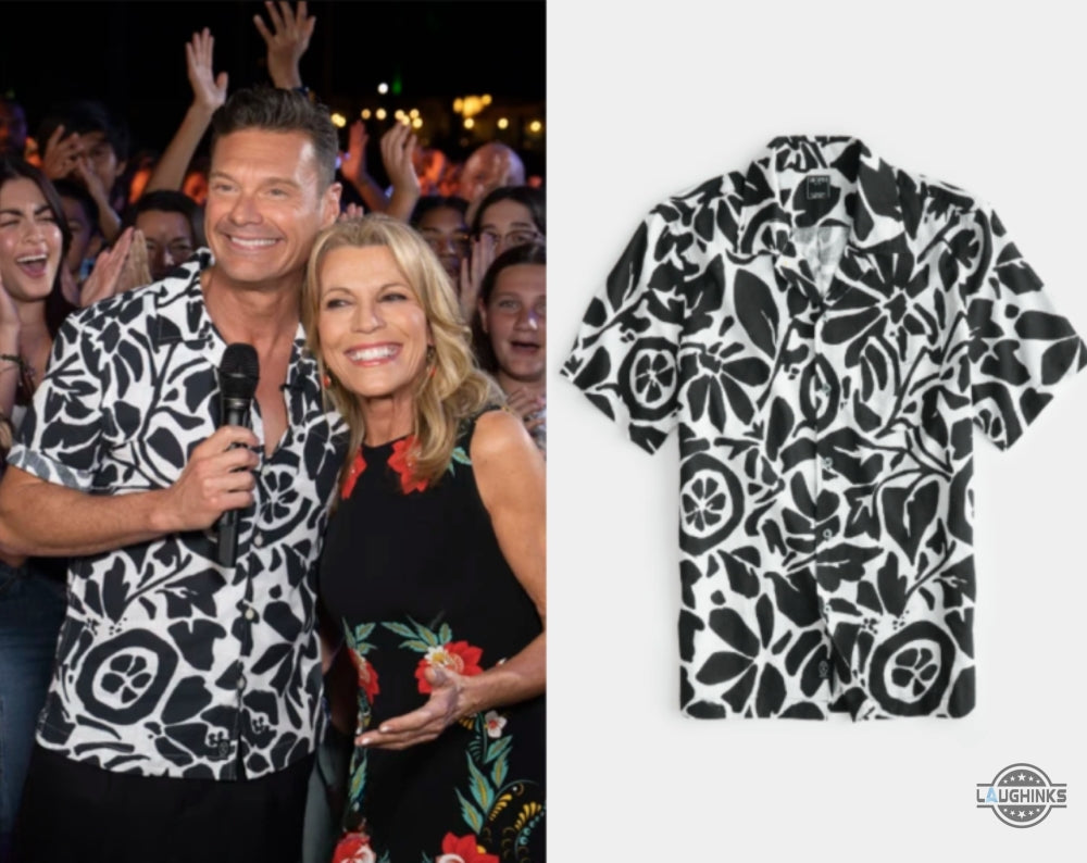 Ryan Seacrest Hawaiian Shirt American Idol Season 22 Episode 9 Black Abstract Floral Button Up Shirts And Shorts Ryan Seacrest Cosplay Summer Aloha Shirt
