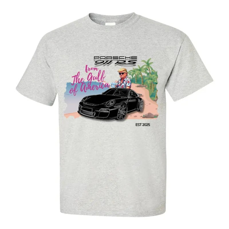 [SALE UP TO 45%] Black P0rsche 911 RS from the Gulf of America est 2025 Tee, Viral P0rsche Racing Car Trum at Gulf of America Shirt, Gift for Dad, Mom