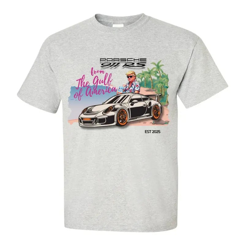 [SALE UP TO 45%] Men's P0rsche 911 RS from the Gulf of America est 2025 Tee, Viral P0rsche Racing Car Trum at Gulf of America Shirt, Gift for Dad, Mom
