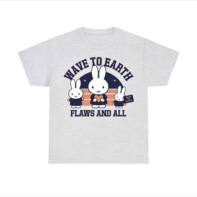 [SALE UP TO 45%] Wave to Earth Band T-shirt, Flaws and  All  Miffy Music Lovers T-shirt Cotton Classic Menswear