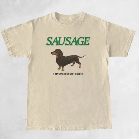 SAUSAGE WIENER DOG TEE, SAUSAGE WIENER DOG Shirt, SAUSAGE WIENER DOG Merch, Funny Shirt, Cute Shirt, Vintage Graphic tee, 2000s vintage tops, gift fot him, gift for her top menswear Underwear Streetwear Tshirt Crewneck Round Neck Shortsleeve