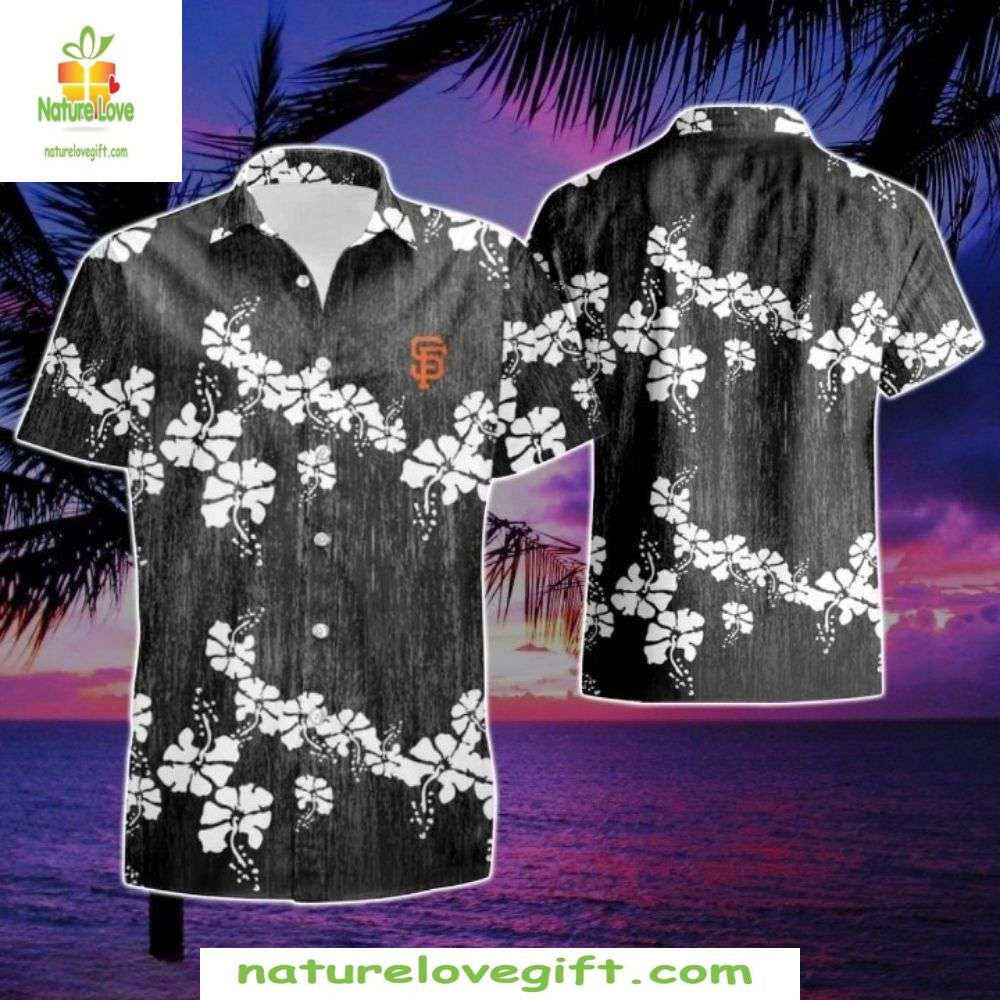 SF Giants Hawaiian Shirt Orange Blossom Floral Baseball Apparel