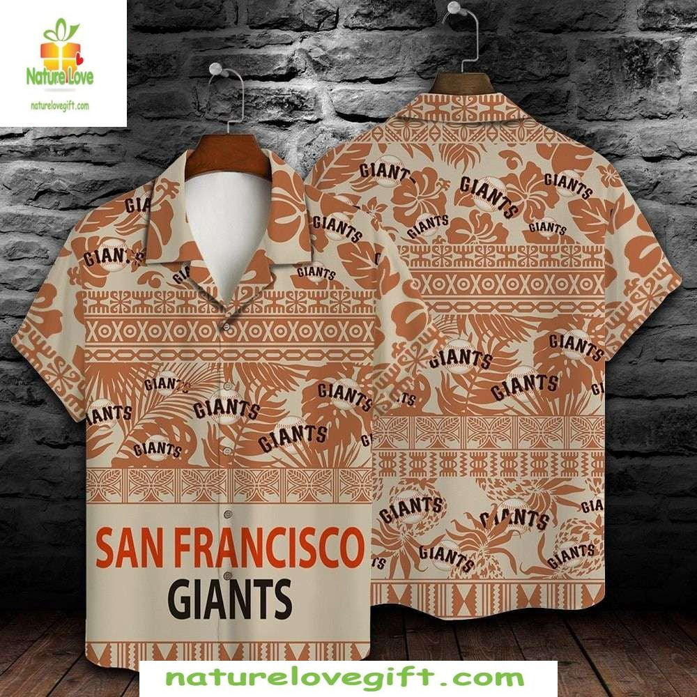 SF Giants Hawaiian Shirt Traditional Tribal Patterns MLB Baseball Apparel