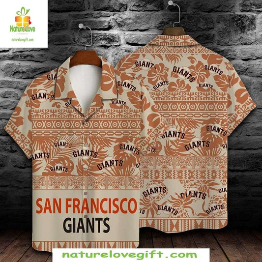 SF Giants Hawaiian Shirt Traditional Tribal Patterns MLB Baseball Apparel
