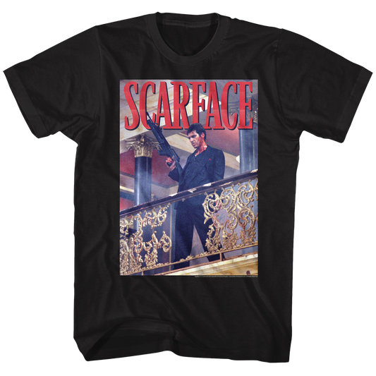 Scarface Mens S/S T-Shirt - Railing Shot - Solid Black