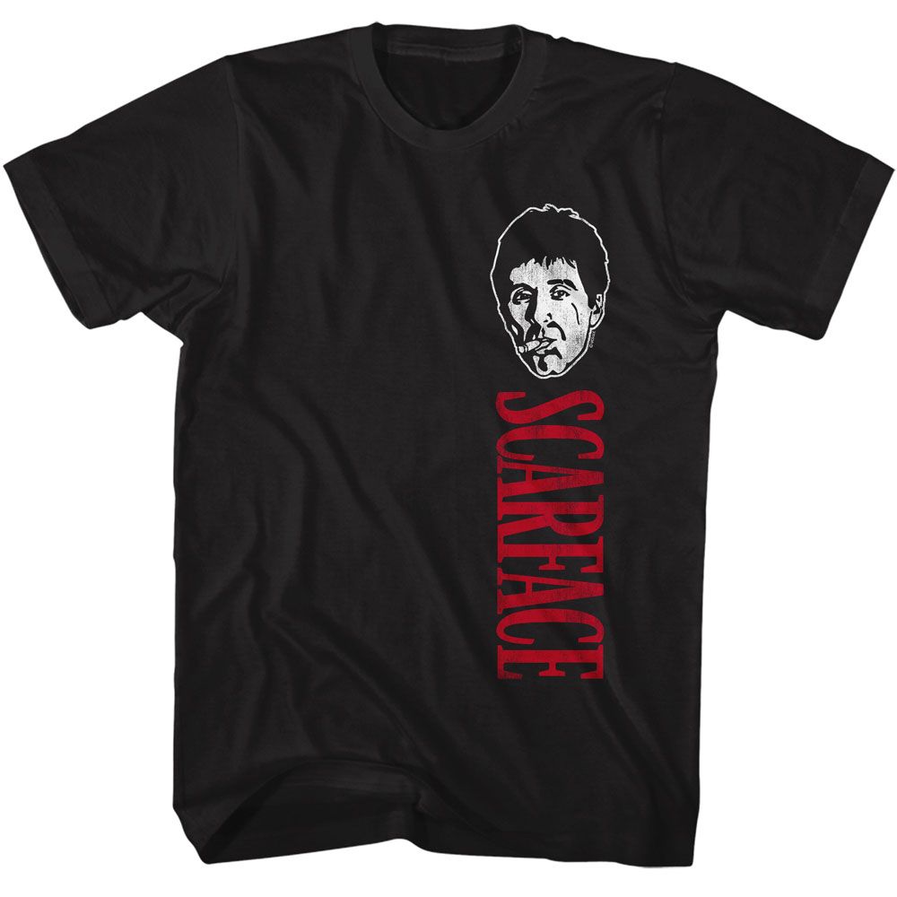 Scarface - Tall Left - American Classics - Solid Black Adult Short Sleeve T-Shirt