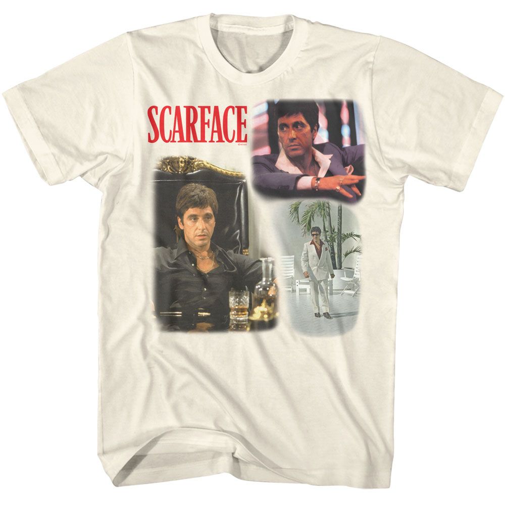 Scarface - World Is Yours Collage Color - American Classics - Solid Off-White Adult Short Sleeve T-Shirt