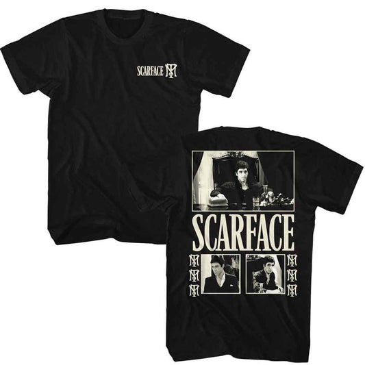 Scarface - Three Photos - American Classics - Solid Black Adult Short Sleeve T-Shirt
