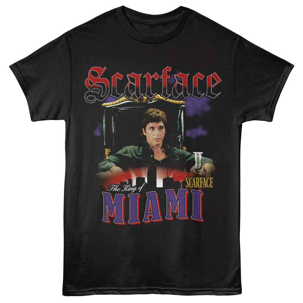 Scarface - King Of Miami - American Classics - Black Adult Short Sleeve T-Shirt