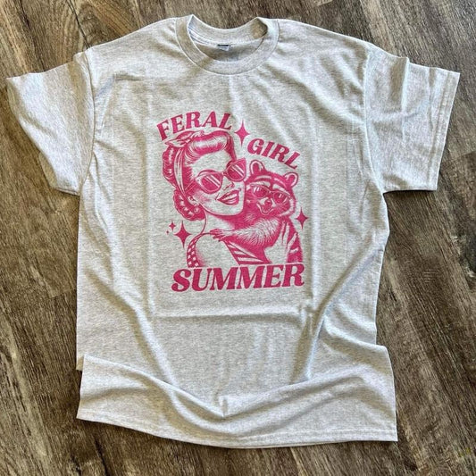 SINGLE SHIRT - FERAL GIRL SUMMER - Funny Shirt - Raccoon Shirt - Summer Tee