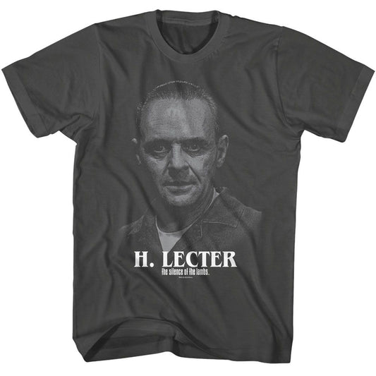 Silence Of The Lambs - H Lecter Portrait - American Classics - Solid Gray Adult Short Sleeve T-Shirt