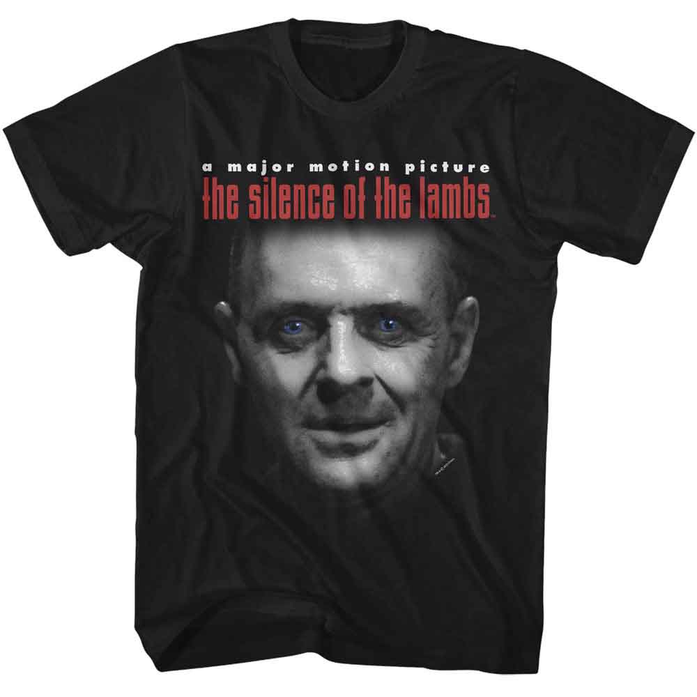 Silence Of The Lambs - Lecter And Logo - American Classics - Solid Black Adult Short Sleeve T-Shirt