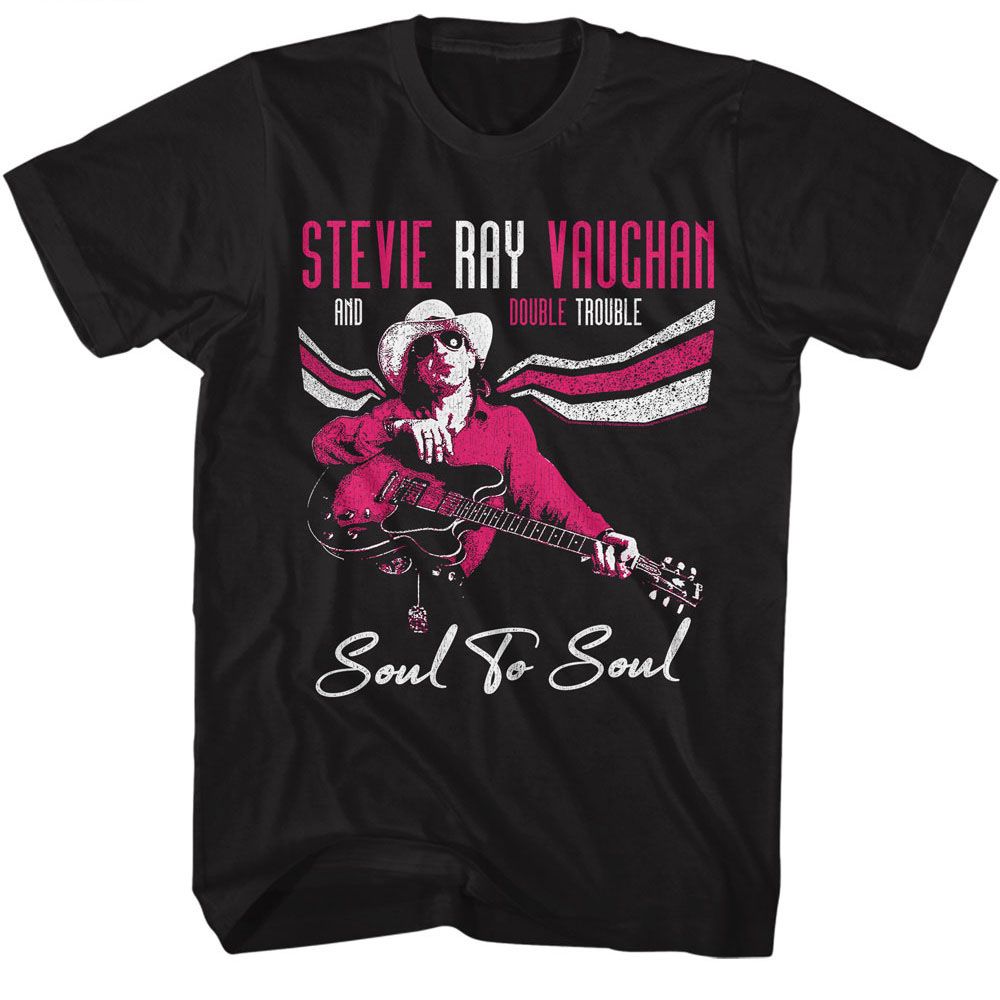 Stevie Ray Vaughan - Soul To Soul - American Classics - Solid Black Adult Short Sleeve T-Shirt
