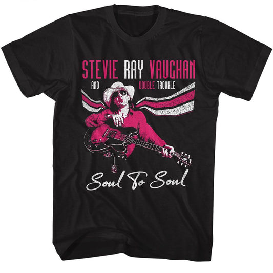Stevie Ray Vaughan - Soul To Soul - American Classics - Solid Black Adult Short Sleeve T-Shirt