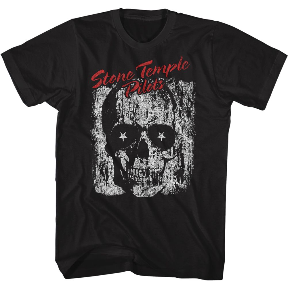 Stone Temple Pilots - Skull Sunglasses - American Classics - Solid Black Adult Short Sleeve T-Shirt