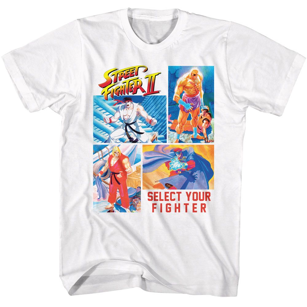 Street Fighter - 4 Photos Select Your Fighter - American Classics - Solid White Adult Short Sleeve T-Shirt