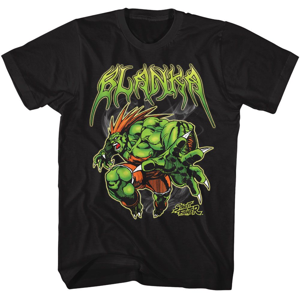 Street Fighter - Blanka Metal - American Classics - Solid Black Adult Short Sleeve T-Shirt