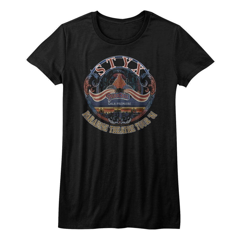 Styx Girls Juniors S/S T-Shirt - Tour 81 - Solid Black