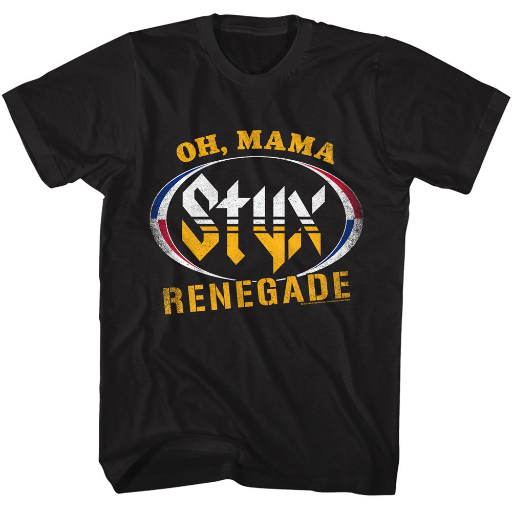 Styx - Oh Mama - American Classics - Solid Black Adult Short Sleeve T-Shirt
