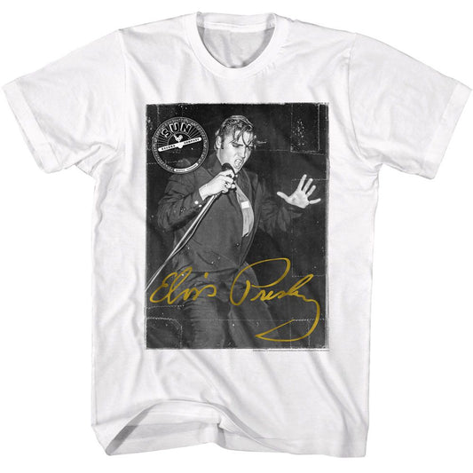Elvis Presley - Gold Signature - American Classics - Solid White Adult Short Sleeve T-Shirt