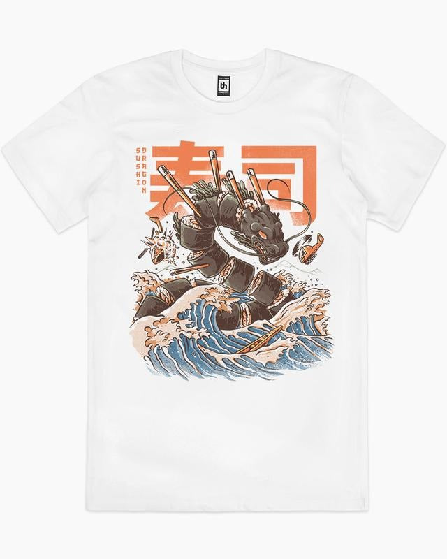 SUSHI DRAGON T-SHIRT, Men Summer Fashion Cotton, Cotton Menswear, S to 3XL Soft Top Hoodie, Sweatshirt | InkThreadWorks.com