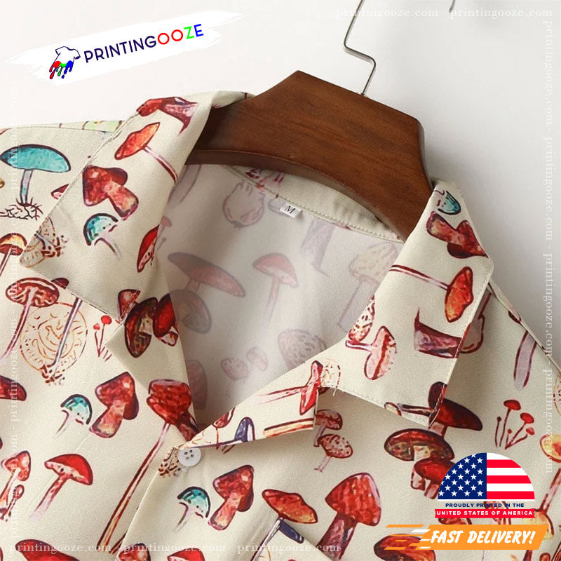 Summer Mushroom Hawaii Loose Holiday Beach Printed Hawaiian Shirts