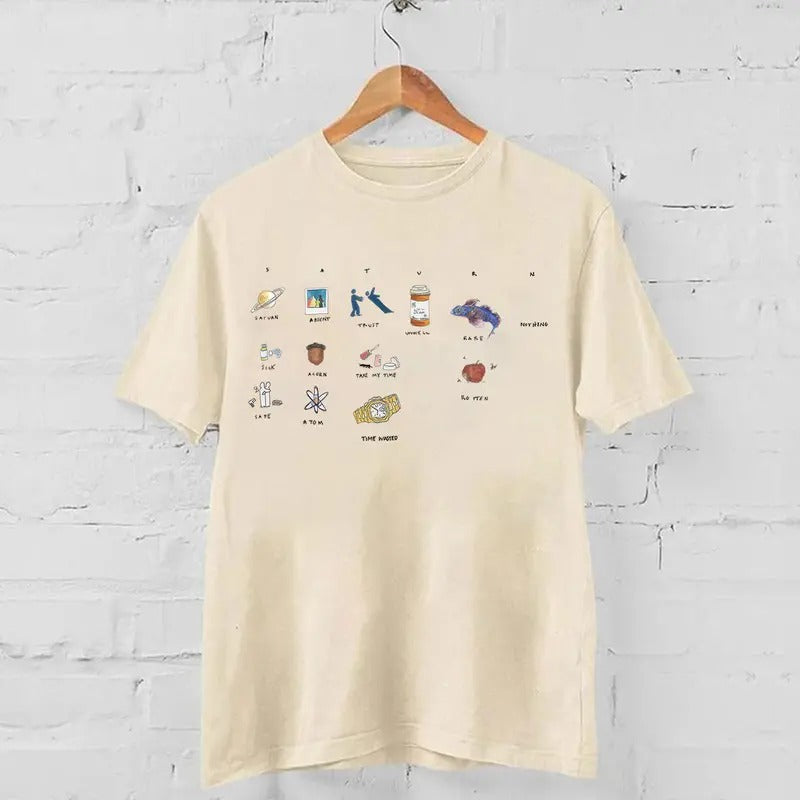 SZA Saturn Unisex T-shirt White 2024 New Release Breathable Casual Outfit Menswear Soft Top Tshirt Day Leggings Underwear...