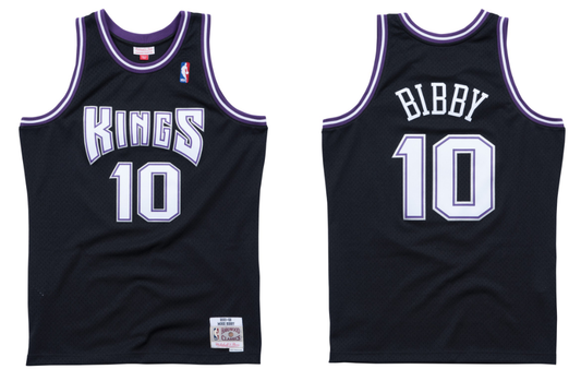 Sacramento Kings #10 Mike Bibby Kings 10 # Bibby Mitchell&Ness Black Premium Mesh Fan Jersey Style 4