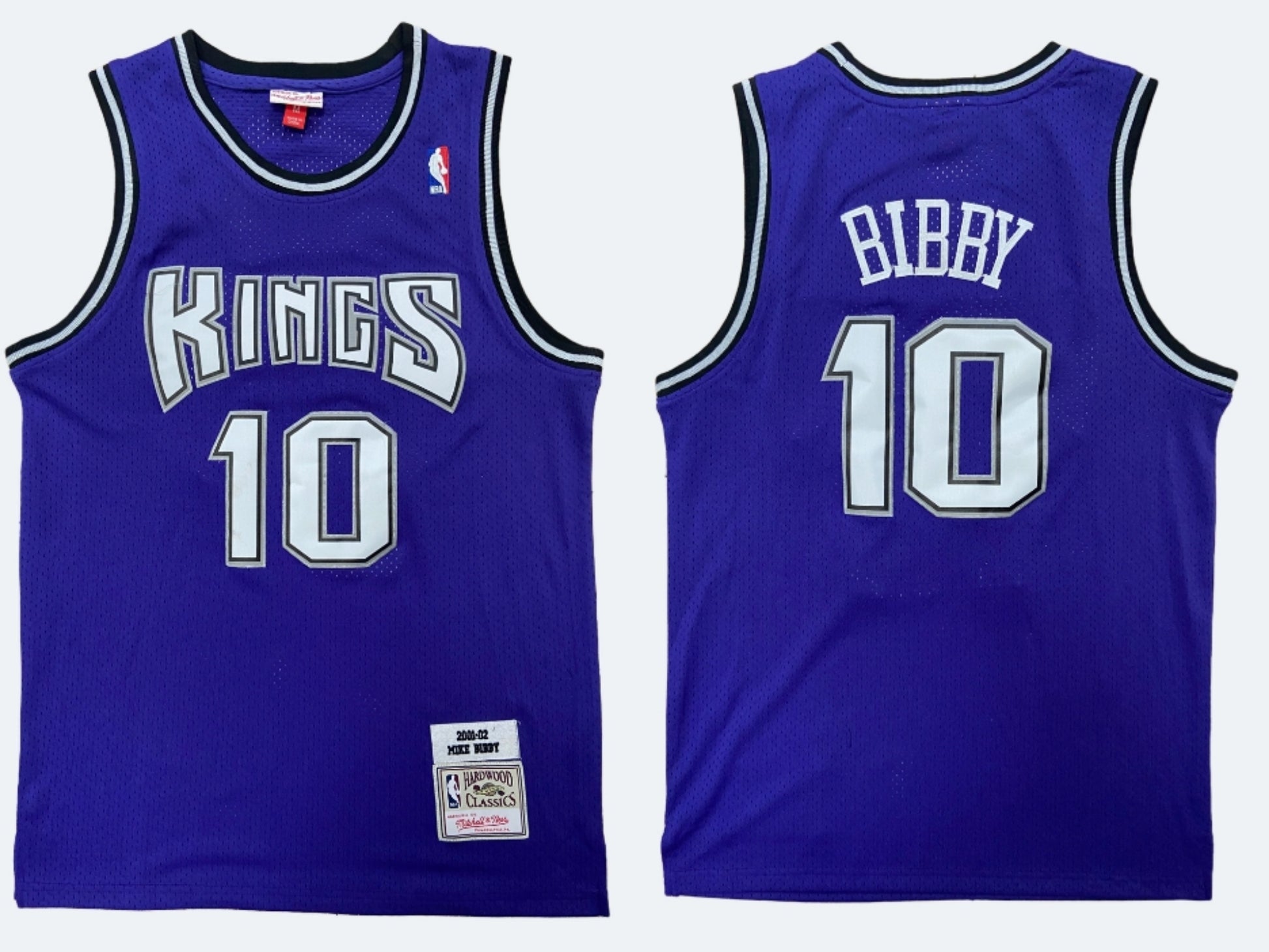 Sacramento Kings #10 Mike Bibby Kings 10 # Bibby Mitchell&Ness Purple Premium Mesh Fan Jersey Style 3